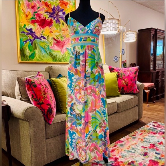 Stunning Silk Trina Turk Floral Maxi Dress - Picture 3 of 10